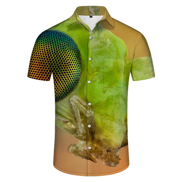 
Green Insect Men's Casual Button Shirt Short Sleeve Cuban Shirt Print Summer Short Sleeve Shirt Tops
                