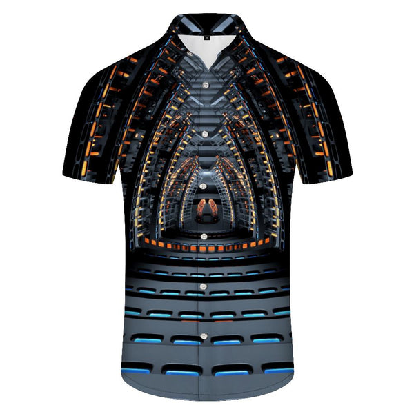
Outer Spaceship Interior Mens Fashion Shirt Comfortable Mens Hawaiian Shirt Casual Cuban Vacation Attire Button Short Sleeve Top
                