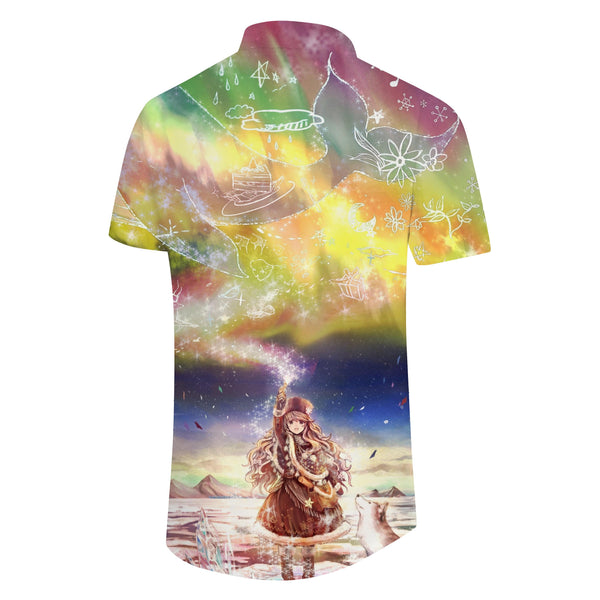 
Colorful cartoon anime style men's shirt hawaiian button down shirt fashion
                