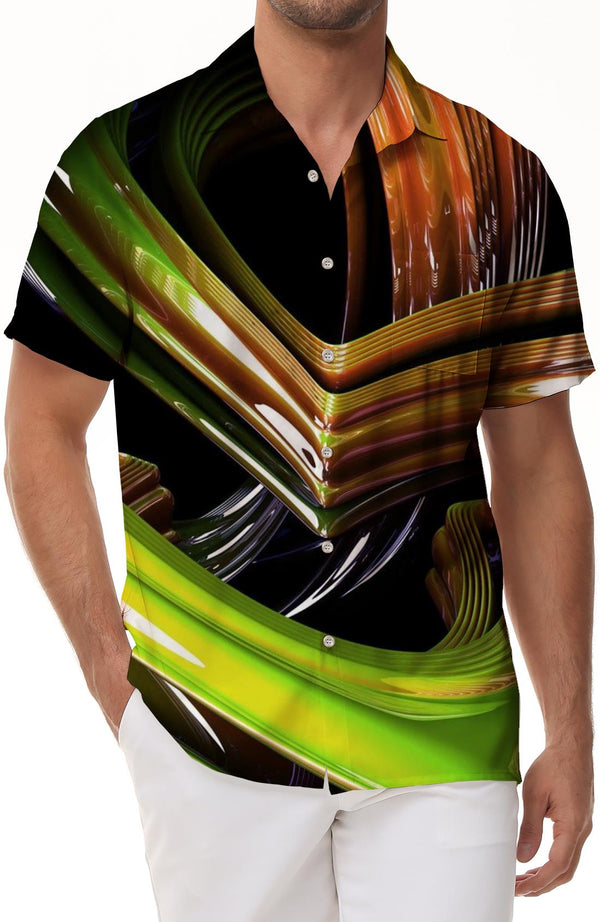Short Sleeve 3D Printed Mens Casual Vacation Summer Loose Fit Casual Button Hawaiian Shirt