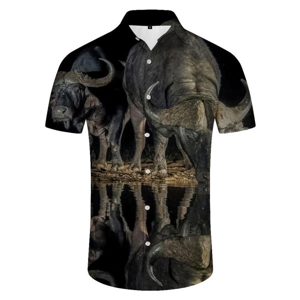 
Cow African Wildlife Short Sleeve 3D Digital Printing Short Sleeve Shirt Hawaiian Button Lapel Pocket Tropical Short Sleeve Shirt Four Seasons
                