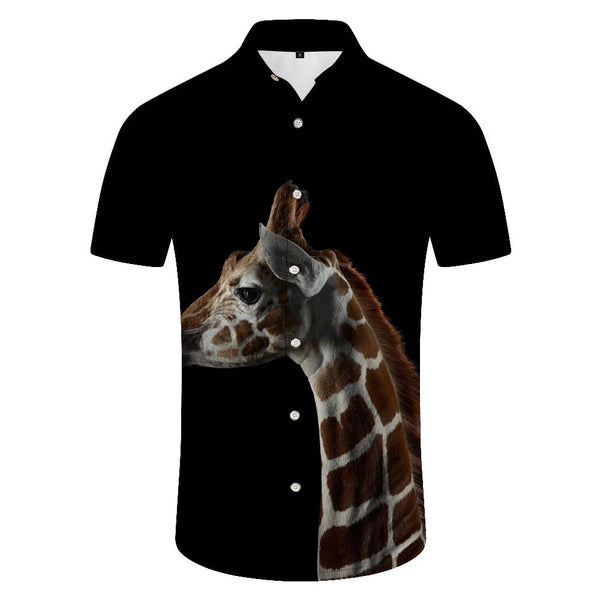 
Wild Animal 3D Printed Pattern Giraffe Mens Outdoor Leisure Hawaiian Fashion Button Lapel Printed Button Shirt Beach Top
                