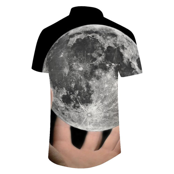 
Moon in Hand Button Collar Shirt with Pocket Ball Men's Short Sleeve Shirt Men's Casual Short Sleeve Shirt Loose Vacation Seaside Party
                