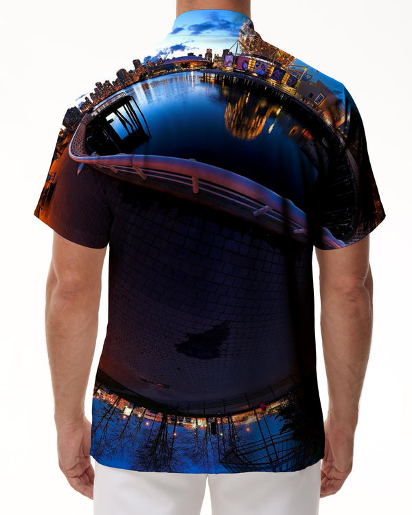 
Fashion casual digital printed short-sleeved men's shirt with lapel buttons and pockets, short-sleeved shirt with Hawaiian tropical style
                