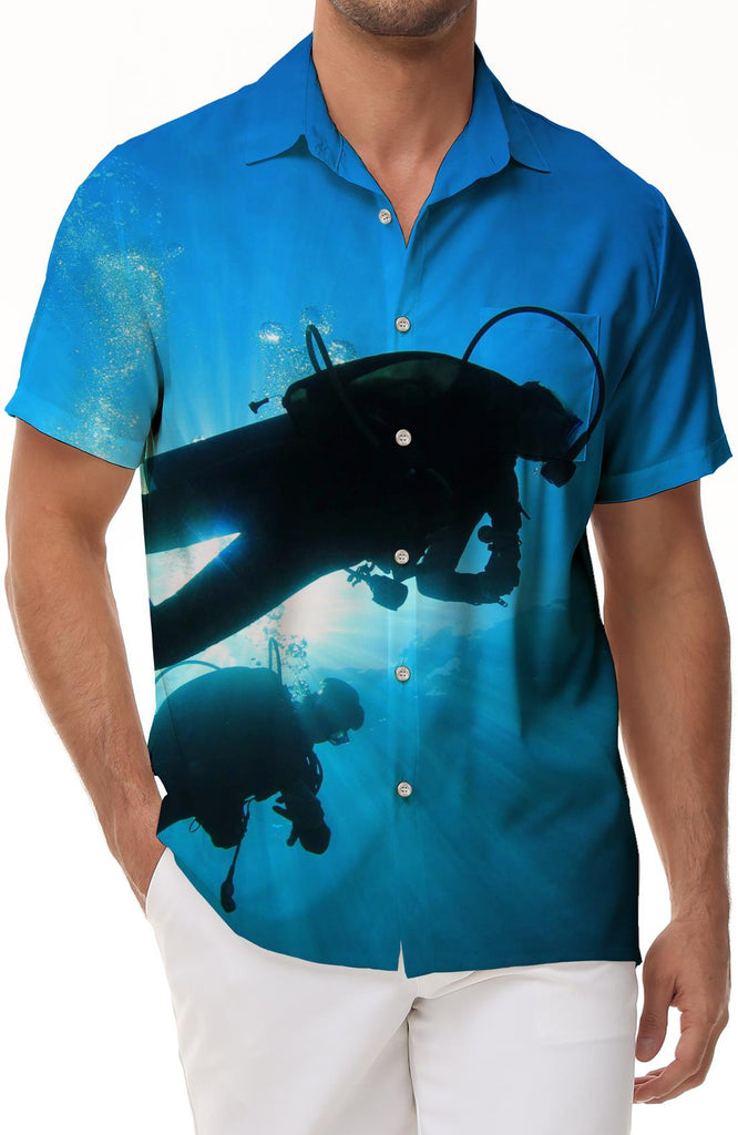 Sapphire Blue Fantasy Deep Sea Casual Men's Short Sleeve Shirt Pattern Hawaiian Shirt 3D Printed Top Short Sleeve Shirt Breathable Outdoor Vacation Loose