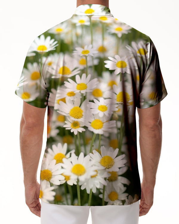 
Wild White Daisy Flowers Print Men's Hawaiian Tropical Shirt Short Sleeve Casual Button Down Summer Beach Shirt with Pockets
                