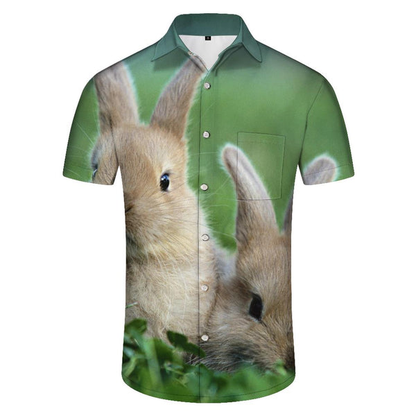 
Rabbit Print Men's Shirt Button Down Dress Shirts Summer Casual Short Sleeve Tops for Office Travel Beach
                