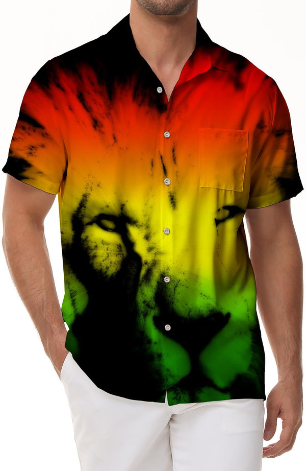 Digital Impression Art Abstract Animal Pattern Black Lion 3D Printing Summer Men's Short Sleeves Suitable for Loose Casual Outdoor
