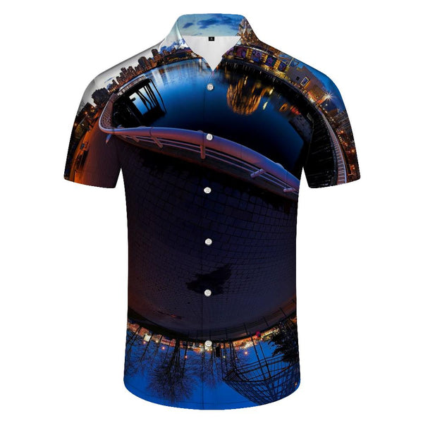 
Fashion casual digital printed short-sleeved men's shirt with lapel buttons and pockets, short-sleeved shirt with Hawaiian tropical style
                