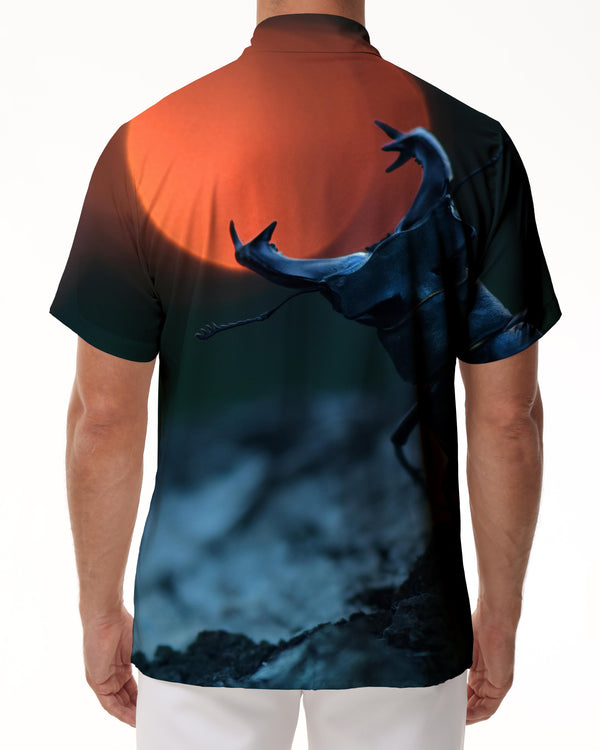 
Beetle Giant Stag Beetle Digital Print Short Sleeve Shirt Seaside Ocean Hawaiian Button Lapel Pocket Beach Shirt Tropical
                