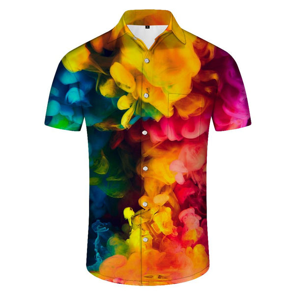 
Spray Rainbow Smoke Hawaiian Shirt Men's Everyday Loose Casual Button Shirt Short Sleeve Casual Hawaiian Beach Shirt Print
                