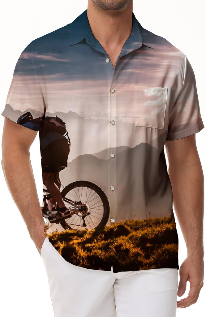 Daily Street Cycling Casual Shirt Men Digital Printing Sports Hobby Hawaii Outdoor Fishing Button Short Sleeve