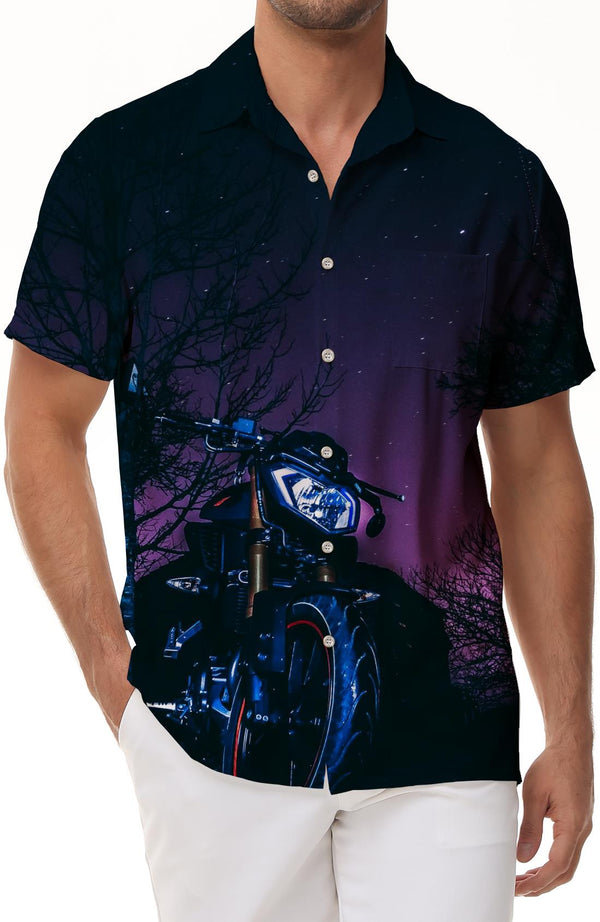 Men's Retro Floral Print Cropped Hawaiian Shirt Retro Robot Car Pink Space War Harajuku Casual Shirt Tops