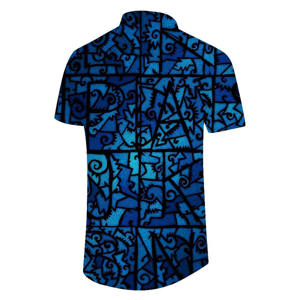 
Summer Men's Hawaiian Shirt Casual Shirt Short Sleeve Button Beach Shirt Tropical Fashion Shirt Abstract Blue Pattern
                