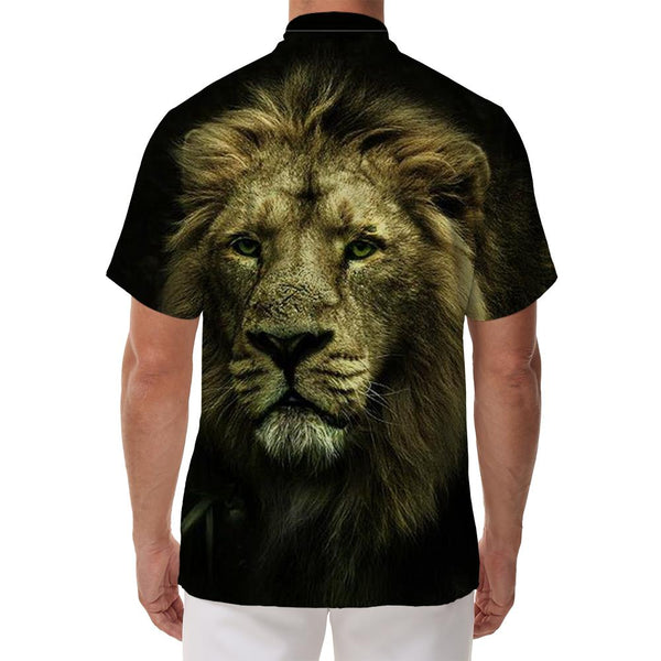 
Lion Beast in the Dark Men's Hawaiian Casual Short Sleeve Shirt Pattern Button Shirt Tops
                