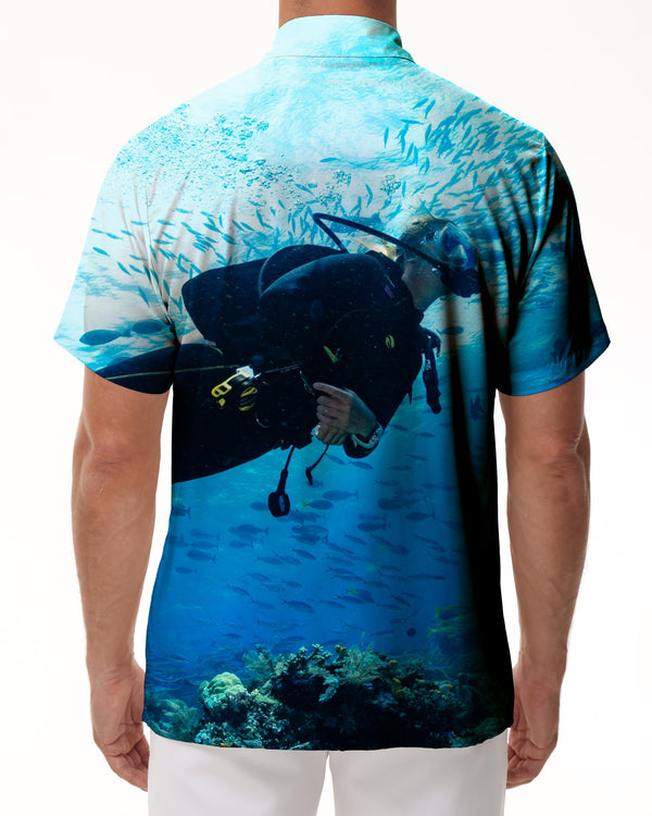 
Undersea diving Hawaii comfortable breathable seaside beach short-sleeved shirt men's casual loose daily simple
                