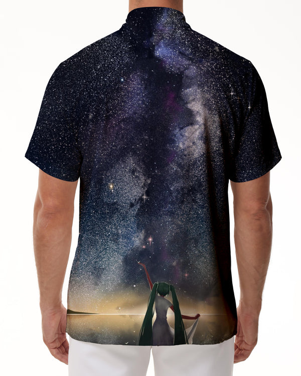 
Fashionable star tropical Hawaiian shirt casual 3D starry sky print shirt summer loose short-sleeved top trend lapel button beach shirt mixed color
                