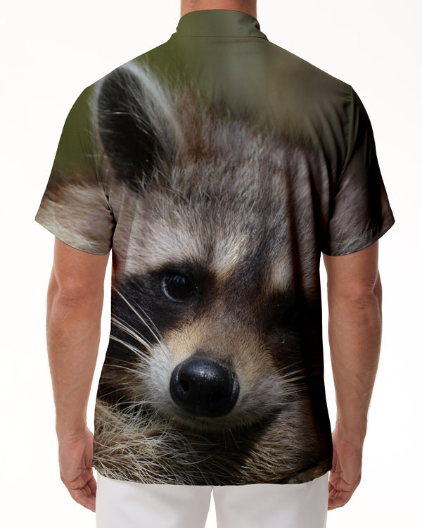 
Cute animal raccoon 3D digital printing tropical vacation beach Hawaii short-sleeved shirt men's casual short-sleeved shirt loose
                