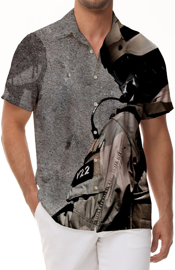 Flag US Army Soldier Men's Shirt Casual Short Sleeve Hawaiian Shirt Tops Sports