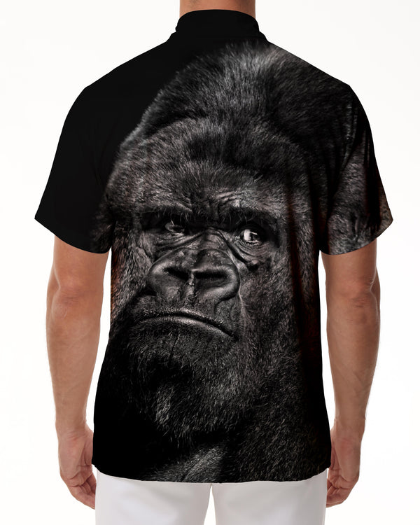 
Black and white cute gorilla fashion style men's casual loose daily travel short-sleeved shirt Hawaiian digital printing beach casual short-sleeved button shirt outdoor
                
