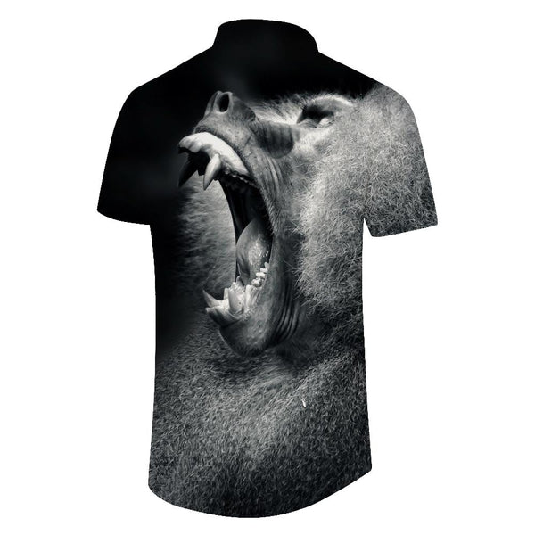 
Black Fun Orangutan Men's Casual Loose Hawaiian Lapel Shirt Short Sleeve Button Summer Beach Shirt Tops
                