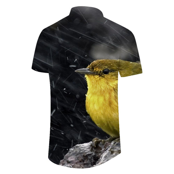 
Cute Yellow Bird Snow Night Animal Men's Casual Style Shirt Short Sleeve Street 3D Printed Pattern Hawaiian Button Lapel Pocket
                
