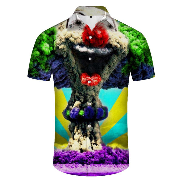 
Fashionable popular nuclear explosion 3D printing T short sleeve mushroom cloud destruction casual men's shirt men's
                