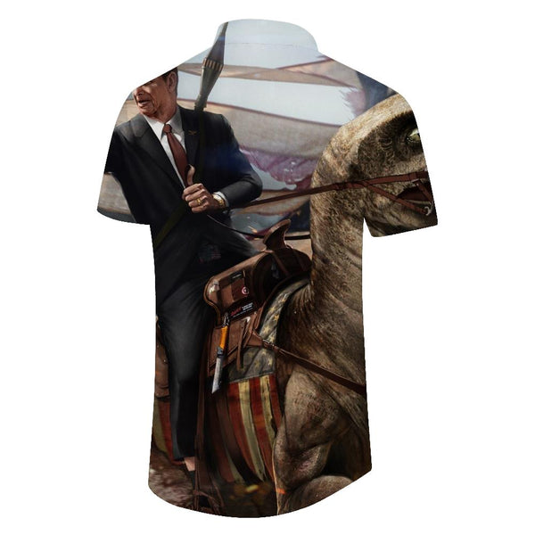 
Hip Hop Streetwear Cartoon Dinosaur 3D Men's Printed Shirt Animal Design Lapel Shirt Men Short Sleeve Seaside Clothes
                