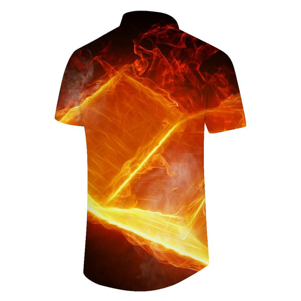 
Burning Flame Fire Men's Loose Hawaiian Button Fashion Lapel Regular Fit Pocket Breathable Printed Shirt Beach Short Sleeve
                