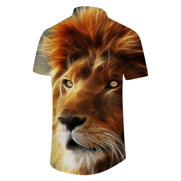 
Wild Animal King Lion Men's Short Sleeve Shirts Casual Button Down Summer Beach Shirt Classic Fit Tops
                