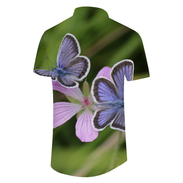 
Butterfly flower summer tropical flowers casual daily men's rap novelty Hawaiian button short sleeve lapel shirt tops
                