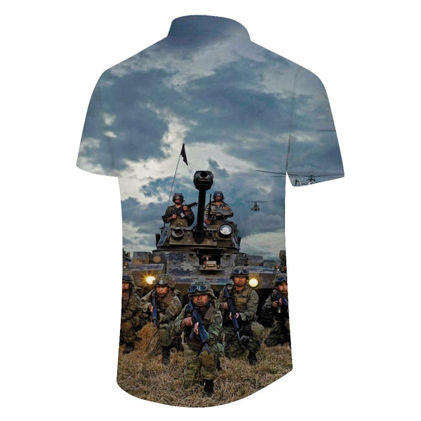 
US Army Soldier Men's Short Sleeve Loose Casual Shirt Vacation Beach Summer Pocket Top
                