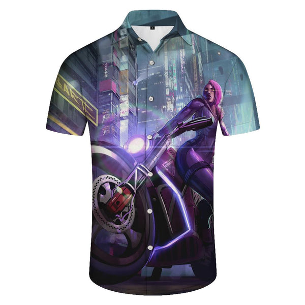 
Sexy Beauty Motorcycle Men's Floral Print Short Sleeve Shirt Casual Lapel Button Beach Summer Shirt Short Sleeve
                