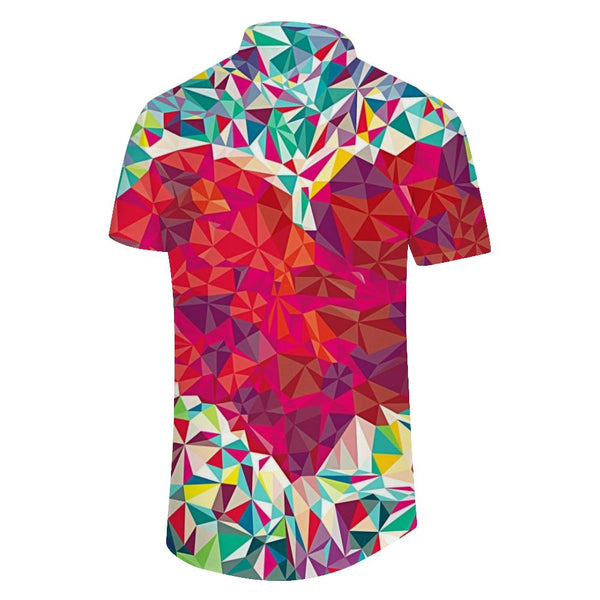 
Colorful geometric heart pattern men's casual short-sleeved Hawaiian tropical shirt summer vacation shirt
                