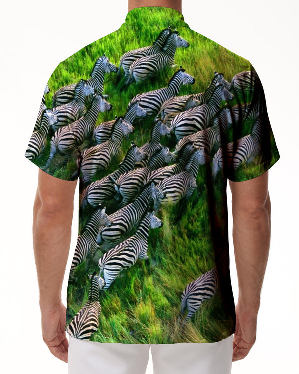 
Running Zebra Animal Hawaii Tropical Four Seasons Casual Loose Men's Shirt Short Sleeve Shirt Casual Trend
                