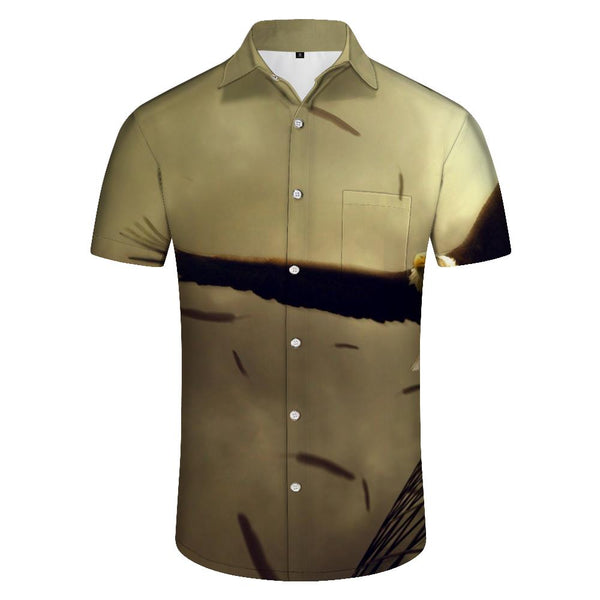 
Brown Animal Sky Wars Regular Fit Men's Short Sleeve Button Shirt Summer Casual Retro Print Pattern
                