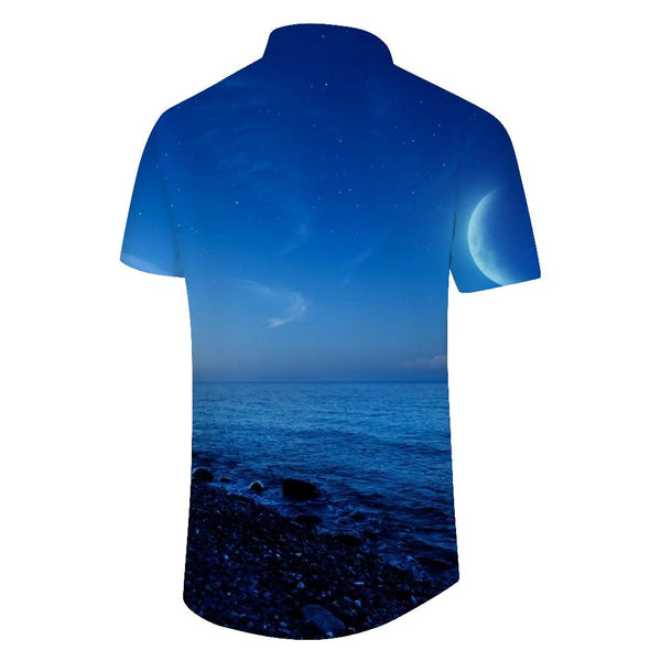 
Blue Galaxy Ocean Men's Casual Shirt Short Sleeve Regular Fit Fashion Camping Beach Shirt Tops
                