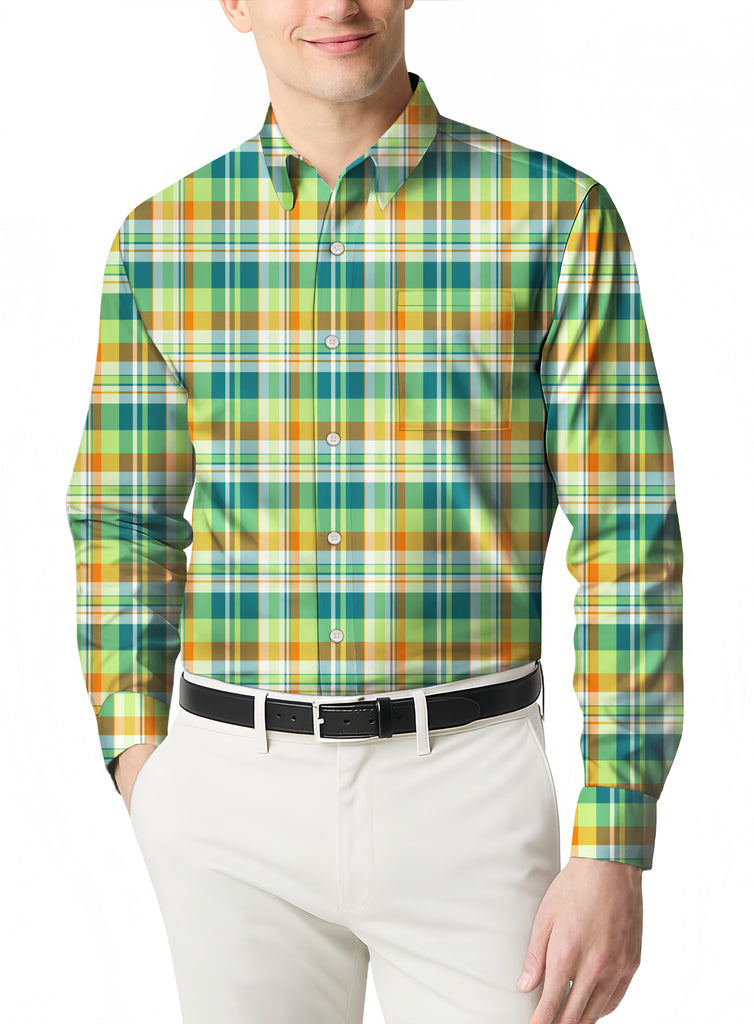 Old School Plaid a Men's Flannel Long Sleeve Shirt with a Slim Profile
