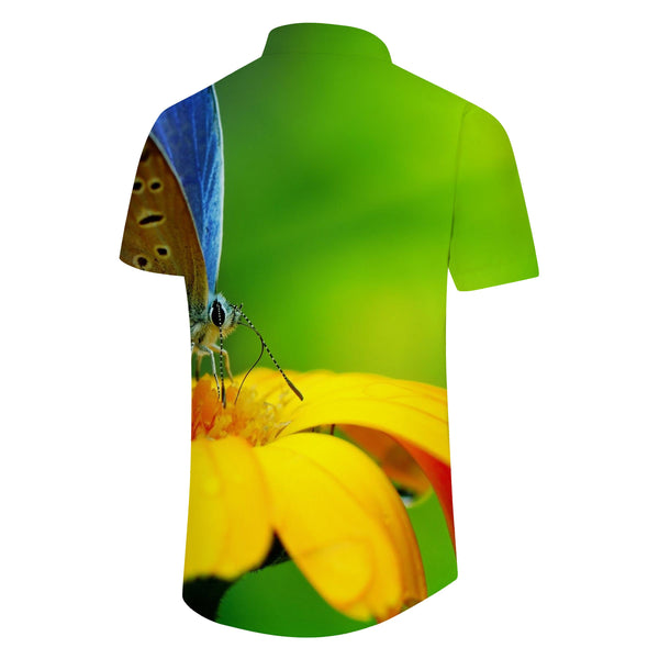 
Bee Pollen Series Hawaiian Shirt Men's Daily Loose Street Short Sleeve Beachwear Green
                