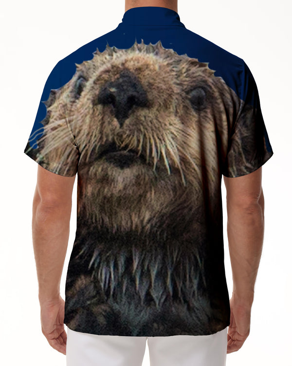 
Brown Otter Animal Cute Men's Casual Loose Button Shirt Printed Short Sleeve Casual Shirt Hawaiian
                