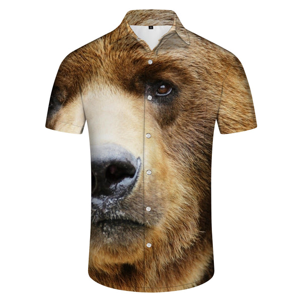 
Brown bear pattern trendy men's casual shirt beach Hawaiian shirt short sleeve button-down top cool
                