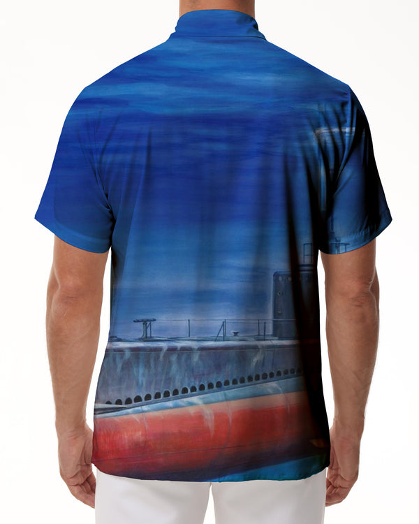 
Deep Sea Ship Hawaiian Button-lined Vacation Trend Casual Loose Men's Short Sleeve Shirt Beach Essential
                