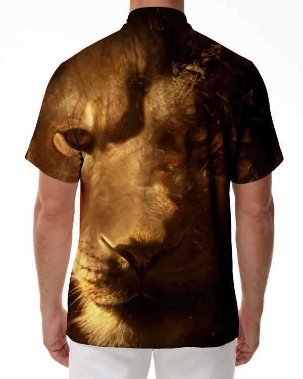 
Casual Fashion Short Sleeve Streetwear Tops Men Shirts 3D Animal Lion Hawaiian Print Pattern Shirt
                