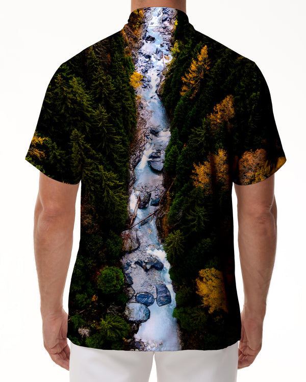 
Natural scenery 3D printing painting floral Hawaiian shirt men's lapel retro street shirt men's casual vacation lapel
                