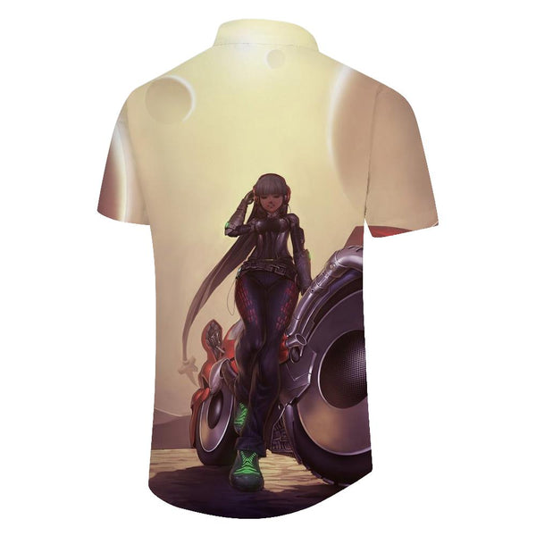
Game women's character design fashion seaside beach short-sleeved shirt men's casual daily travel Hawaiian tropical short-sleeved shirt pocket
                
