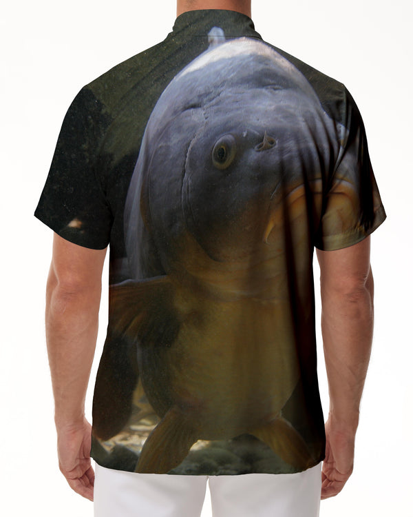 
Fishing Carp Gold Green Men's Hawaiian Shirt Short Sleeve Loose Beach Shirt
                
