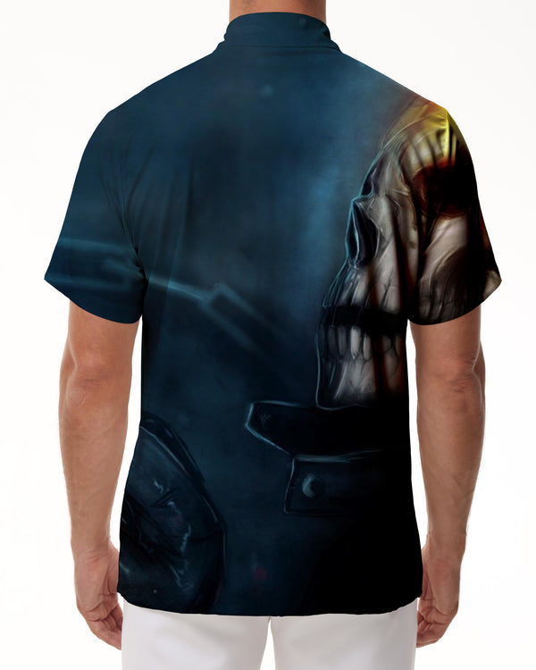 
Summer Beach Men's Casual Hawaiian Button Skull Blue Shirt Clothing Short Sleeve
                