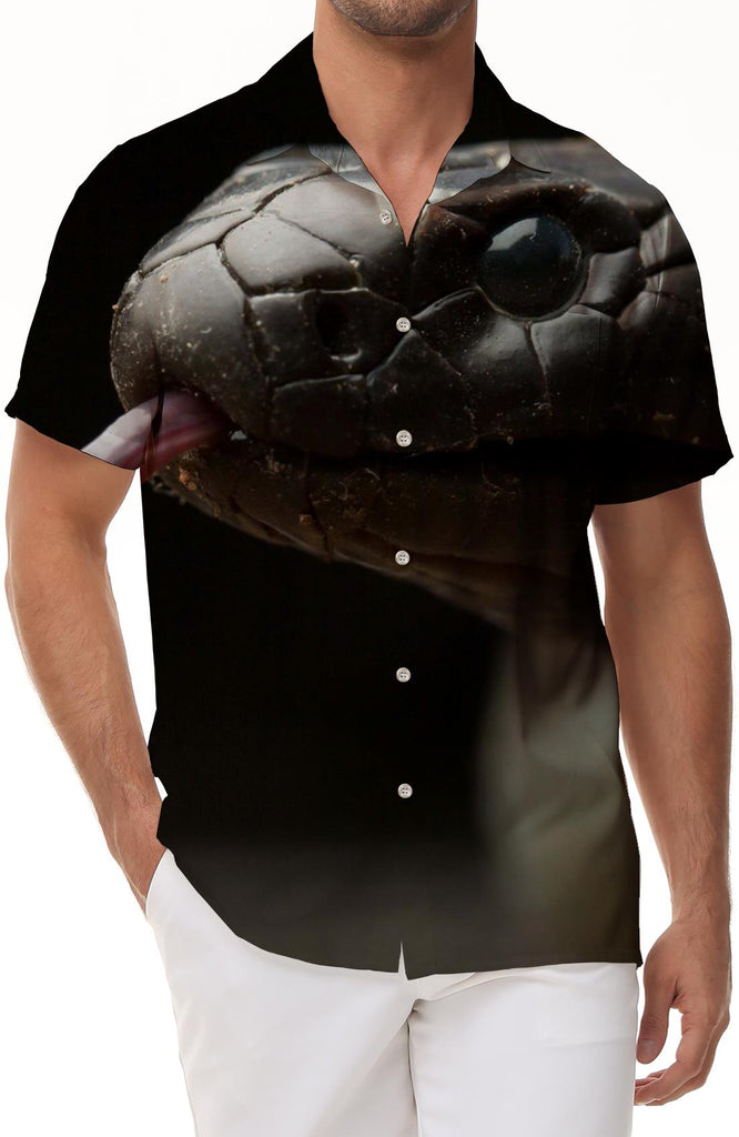 Snake print men's summer 3D printing short sleeve shirt summer new women's fashion street vacation ocean beach clothing