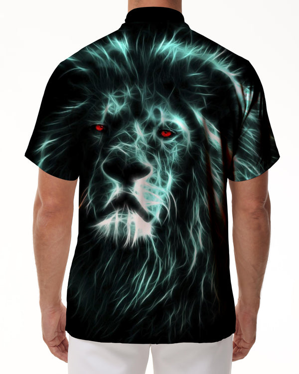 
Cool Color Pupil African Lion Men's Lapel Hawaiian Loose Casual Button-Up Short Sleeve Shirt Tops
                