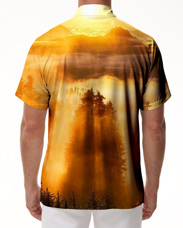 
Sunshine Gold Nature Men's Casual Button Shirt Short Sleeve Vintage Top Print Summer Shirt
                